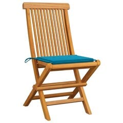 Dārza krēsli vidaXL, zili matrači, 6 gab., masīvs tīkkoks cena un informācija | Dārza krēsli | 220.lv