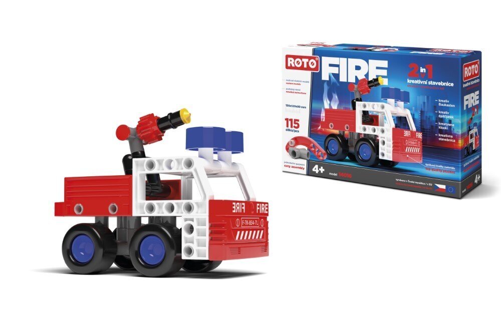 Konstruktors ROTO FIRE 2in1, ugunsdzēsēju mašīna, 115 daļas цена и информация | Konstruktori | 220.lv