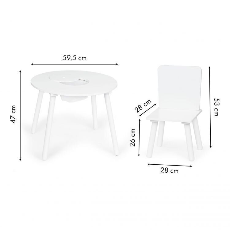 Bērnu galda un krēslu komplekts Ecotoys, balts цена и информация | Bērnu krēsliņi un bērnu galdiņi | 220.lv