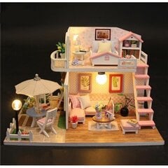 Деревянный двухэтажный кукольный домик со светодиодной подсветкой цена и информация | Игрушки для девочек | 220.lv