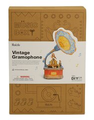 Koka 3D puzle - mūzikas kaste Robotime Vecs gramofons, 14 gadi + cena un informācija | Konstruktori | 220.lv