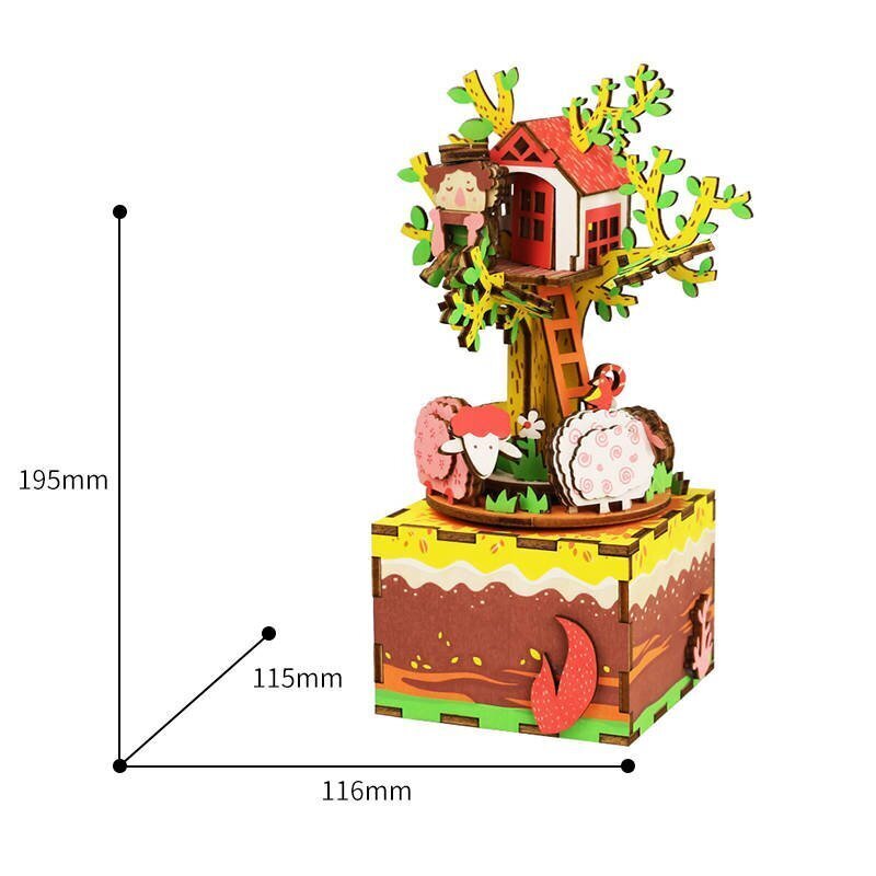 Koka 3D puzle/konstruktors - Robotime Tree House mūzikas kastīte, 14 gadi + цена и информация | Konstruktori | 220.lv