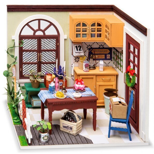 Koka saliekamā miniatūra Robotime 3D Mr Charlie's Dining Room, 14 gadi + cena un informācija | Konstruktori | 220.lv