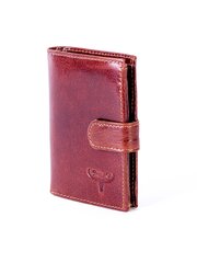 коричневый кожаный кошелек с откидной кнопкой цена и информация | Мужские кошельки | 220.lv