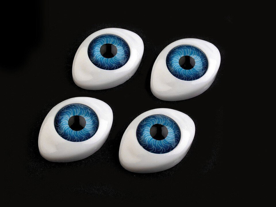 Ovālas acis lellēm, 16x23 mm, zilas