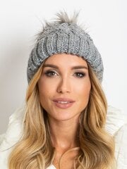 Sieviešu ziemas cepure ar pomponu, pelēka cena un informācija | Sieviešu cepures | 220.lv