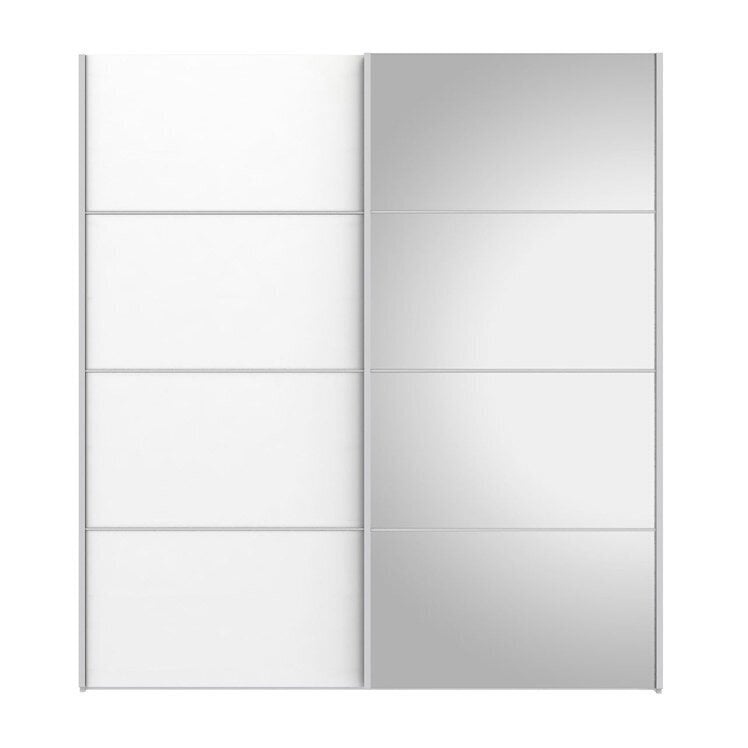 Drēbju skapis ar bīdāmajām durvīm Verona, balts/spoguļa cena un informācija | Skapji | 220.lv