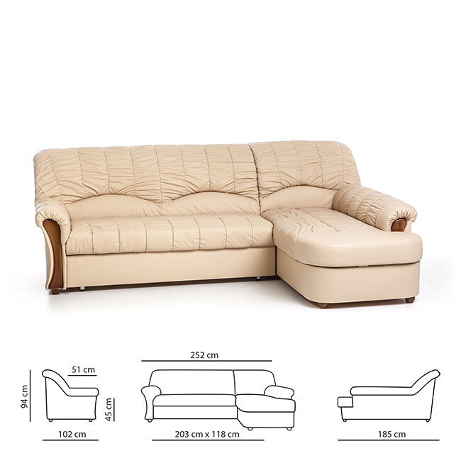 Izvelkams stūra dīvāns Sofia, ar stūri labajā pusē, pārklāts ar ādu cena un informācija | Stūra dīvāni | 220.lv