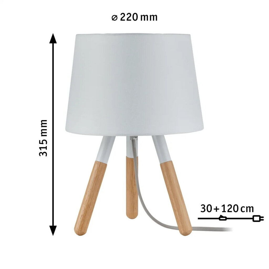 Galda lampa Paulmann Neordic Berit Maks .20W  E27 230V balts/koks Audums/Koks/Metāls цена и информация | Galda lampas | 220.lv