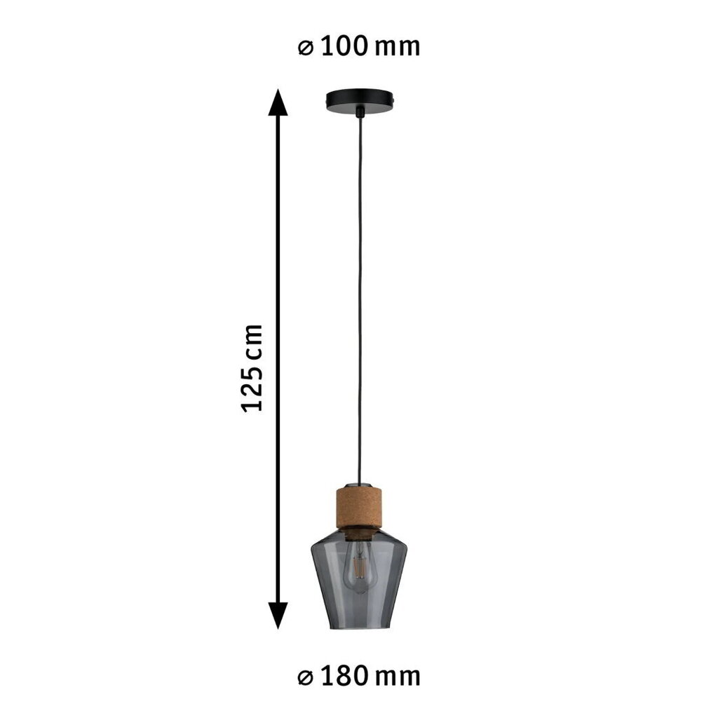 Gaismeklis Paulmann Neordic Edla Maks .20W E27 230V dūmstikls/Korķis/Melns 920053415 цена и информация | Griestu lampas | 220.lv