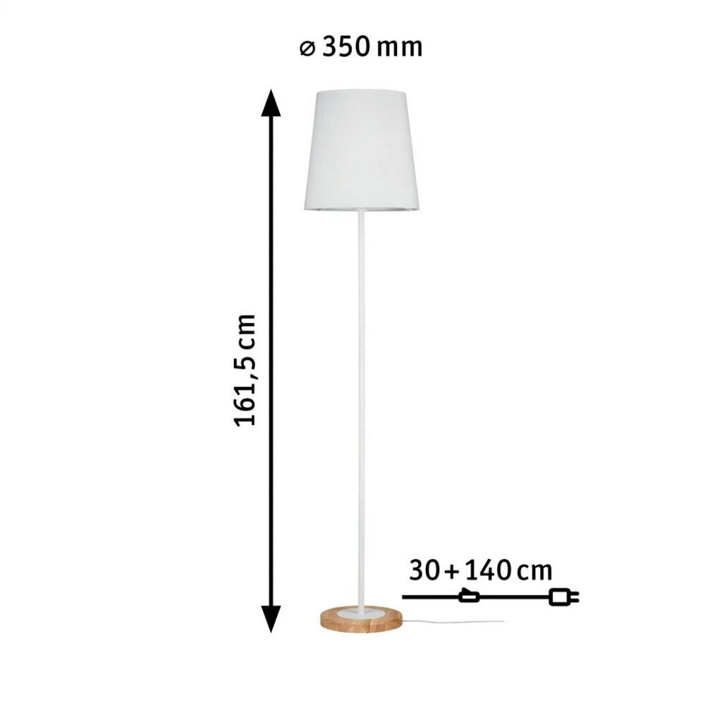 Stāvlampa Paulmann Neordic Stellan Maks 20 W E27 230V balts/koks Audums/Metāls/Koks cena un informācija | Lustras | 220.lv