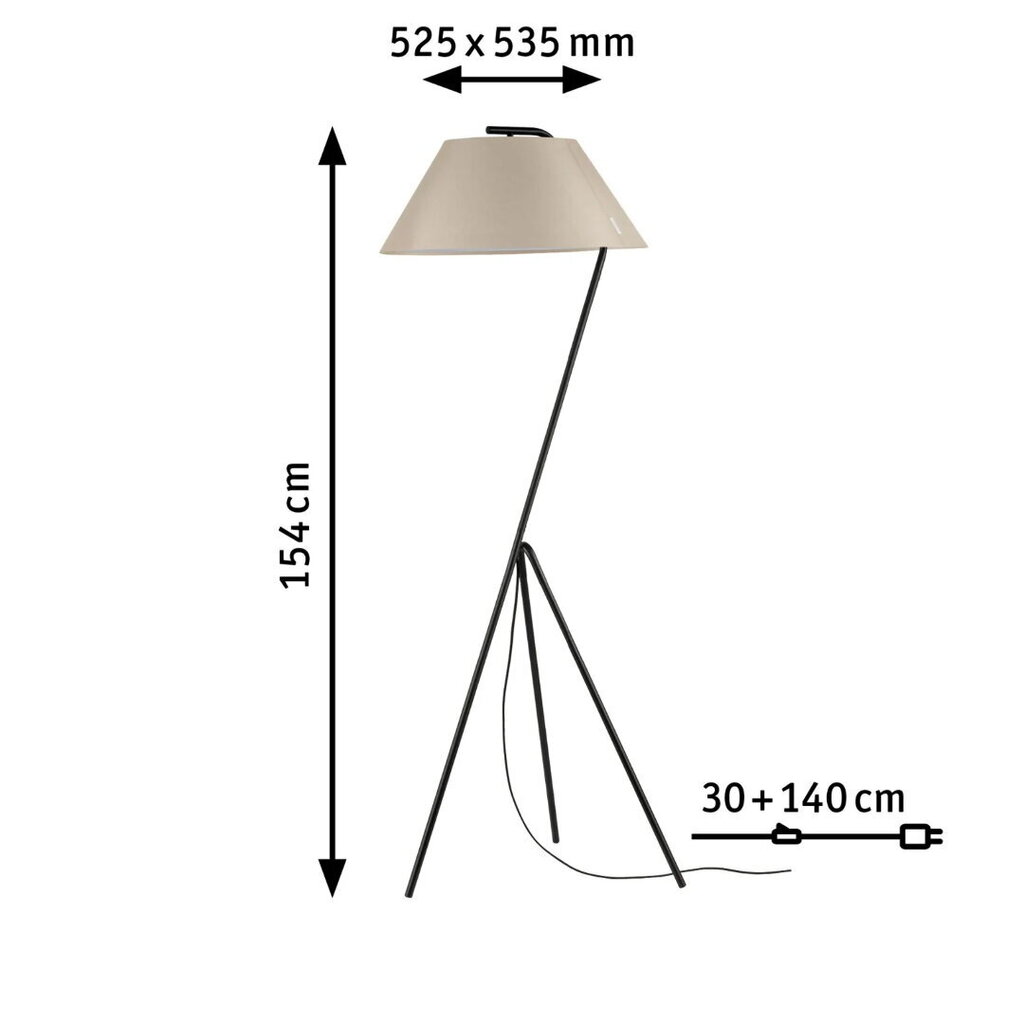 Stāvlampa Paulmann Narve Maks .60W E27 IP20 230V Bēšs/melns audums/metāls cena un informācija | Lustras | 220.lv