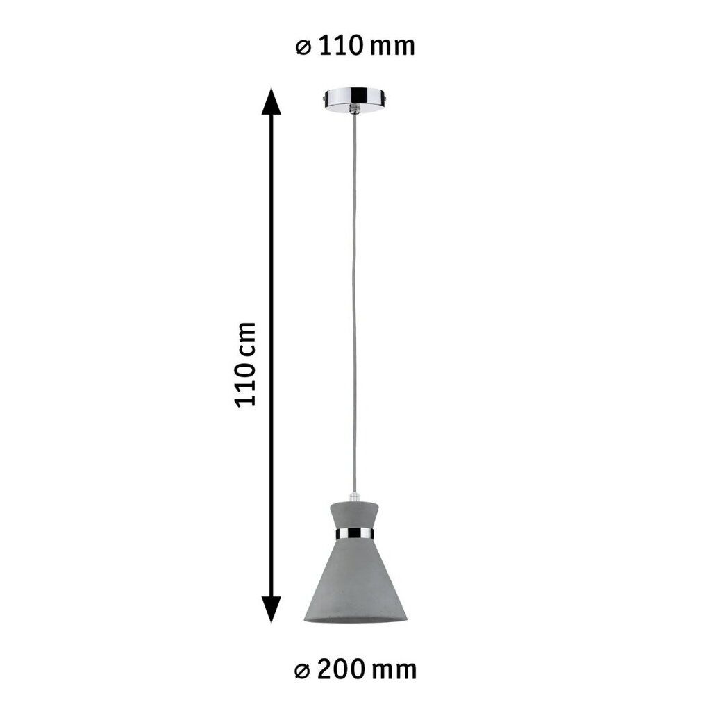 Piekaramais gaismeklis Paulmann VerveMax .20W  E27 IP44 230V pelēka/hroms betons bez spuldzes цена и информация | Piekaramās lampas | 220.lv