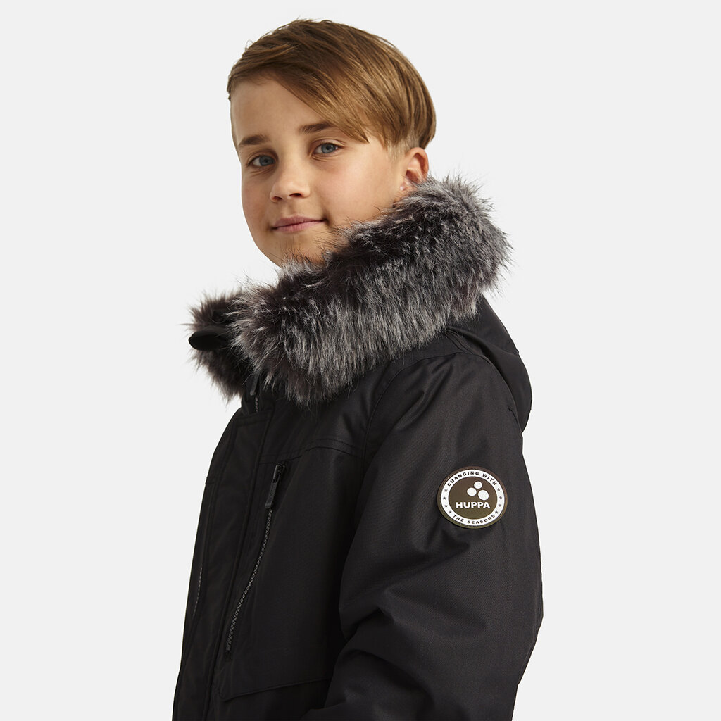 Huppa zēnu ziemas virsjaka DAVID, melnā krāsā 907162354 cena un informācija | Ziemas apģērbs bērniem | 220.lv