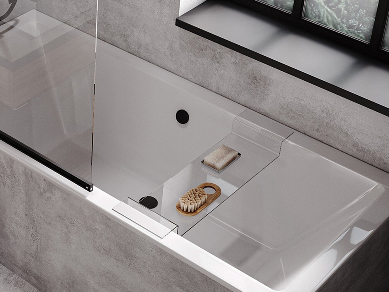 Akrila plaukts vannai Besco Clear, 75 cm cena un informācija | Vannas istabas aksesuāri | 220.lv