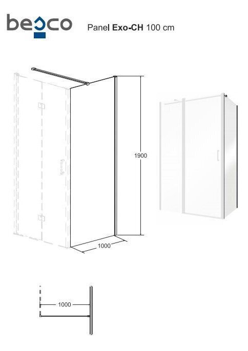 Dušas kabīne Besco Exo-CH Black, 110x80,90,100 cm cena un informācija | Dušas kabīnes | 220.lv