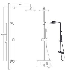 Dušas komplekts ar termostatu Besco Modern / Varium, Chrome цена и информация | Душевые комплекты и панели | 220.lv