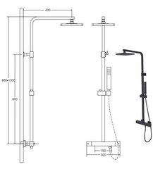 Dušas komplekts ar termostatu Besco Modern / Varium, Black matt цена и информация | Душевые комплекты и панели | 220.lv