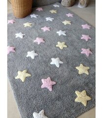 Стираемый хлопковый ковер Tricolor Stars Grey-Pink 120x160cм цена и информация | Ковры | 220.lv