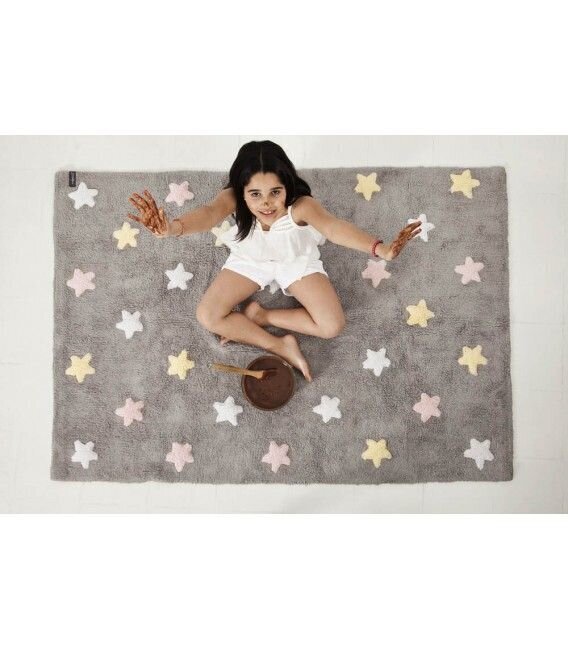 Mazgājams kokvilnas paklājs Tricolor Stars Grey-Pink 120x160cm цена и информация | Paklāji | 220.lv