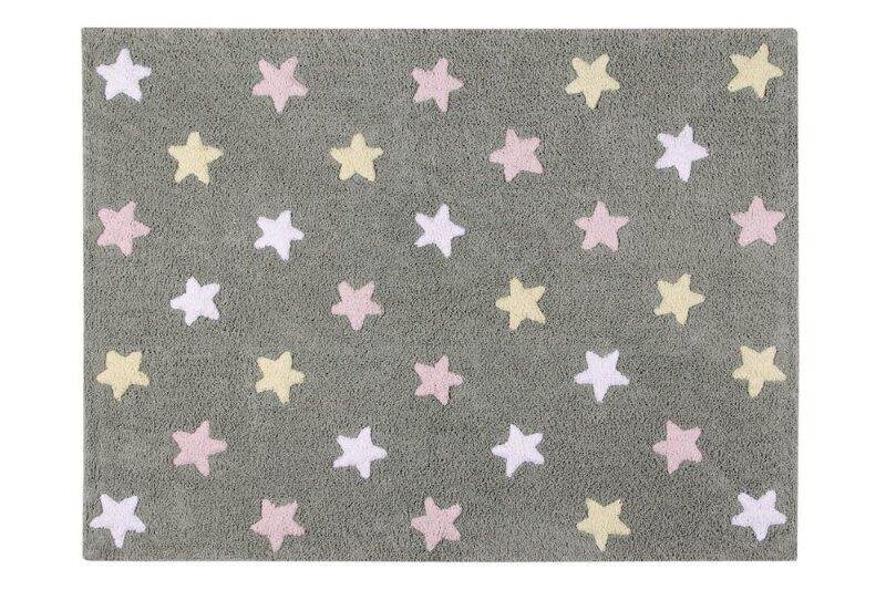 Mazgājams kokvilnas paklājs Tricolor Stars Grey-Pink 120x160cm цена и информация | Paklāji | 220.lv