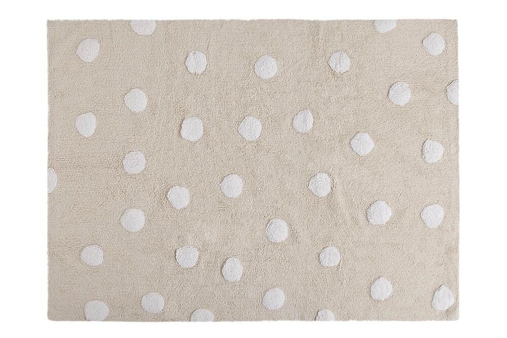 Mazgājams kokvilnas paklājs Polka Dots Beige-White 120x160cm cena un informācija | Paklāji | 220.lv