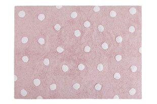 Mazgājams kokvilnas paklājs Polka Dots Pink-White 120x160cm cena un informācija | Paklāji | 220.lv