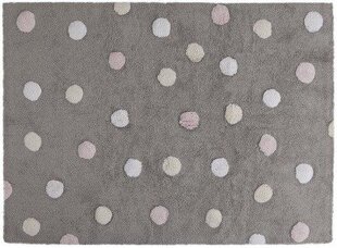 Mazgājams kokvilnas paklājs Tricolor Polka Dots Grey-Pink 120x160cm цена и информация | Ковры | 220.lv