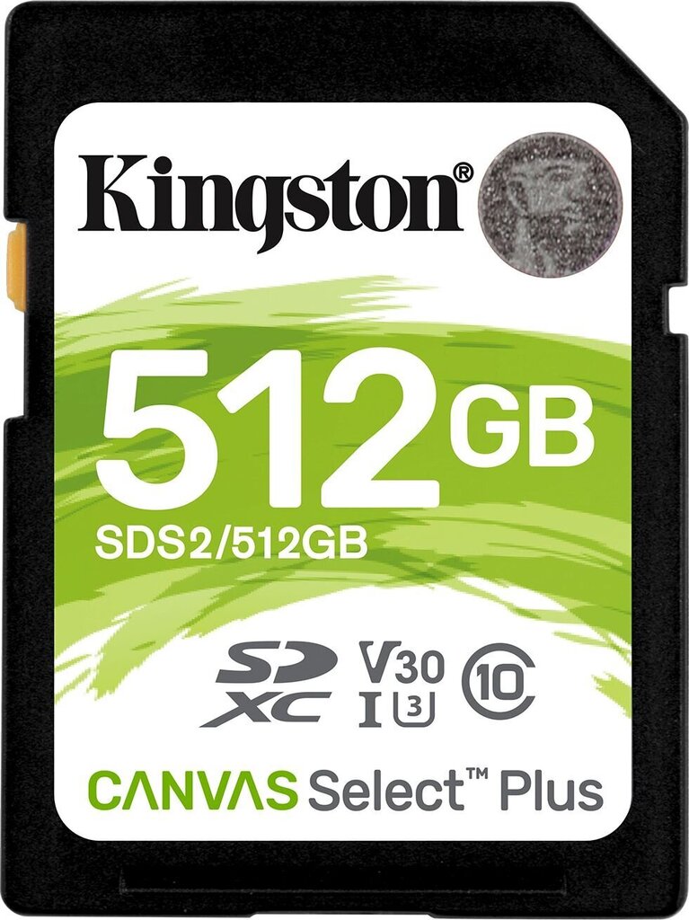 Atmiņas karte Kingston Technology Canvas Select Plus 512GB SDXC UHS-I Klase 10 цена и информация | Atmiņas kartes fotokamerām | 220.lv