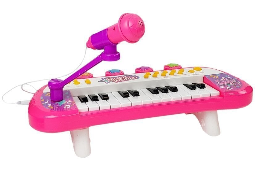 Bērnu sintezators ar mikrofonu un 24 taustiņiem rozā цена и информация | Attīstošās rotaļlietas | 220.lv