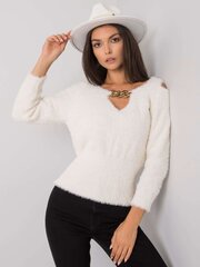 RUE PARIS Ecru džemperis ar trīsstūrveida izgriezumu. cena un informācija | Sieviešu džemperi | 220.lv