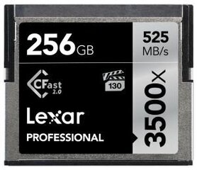 Карта памяти Lexar CFast 256GB Pro 3500X VPG-130 R525/W445 цена и информация | Карты памяти для фотоаппаратов | 220.lv