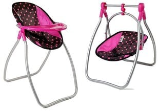 Barošanas krēsls lellēm melni rozā cena un informācija | Rotaļlietas meitenēm | 220.lv