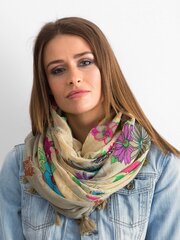 Бежевая шаль с красочным принтом цена и информация | Женские шарфы, платки | 220.lv