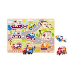 Koka puzle Transportlīdzekļi, 9 daļas cena un informācija | Rotaļlietas zīdaiņiem | 220.lv