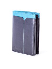 черный кожаный кошелек с синей вставкой цена и информация | Мужские кошельки | 220.lv