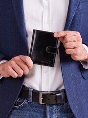 черный мужской кошелек из натуральной кожи с застежкой цена и информация | Мужские кошельки | 220.lv