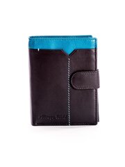 черный кожаный мужской кошелек с синей вставкой цена и информация | Мужские кошельки | 220.lv