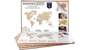 Деревянная карта мира Wooden city, L размер цена и информация | Карты мира | 220.lv