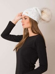 RUE PARIS Ecru sieviešu cepure ar pomponu cena un informācija | Sieviešu cepures | 220.lv