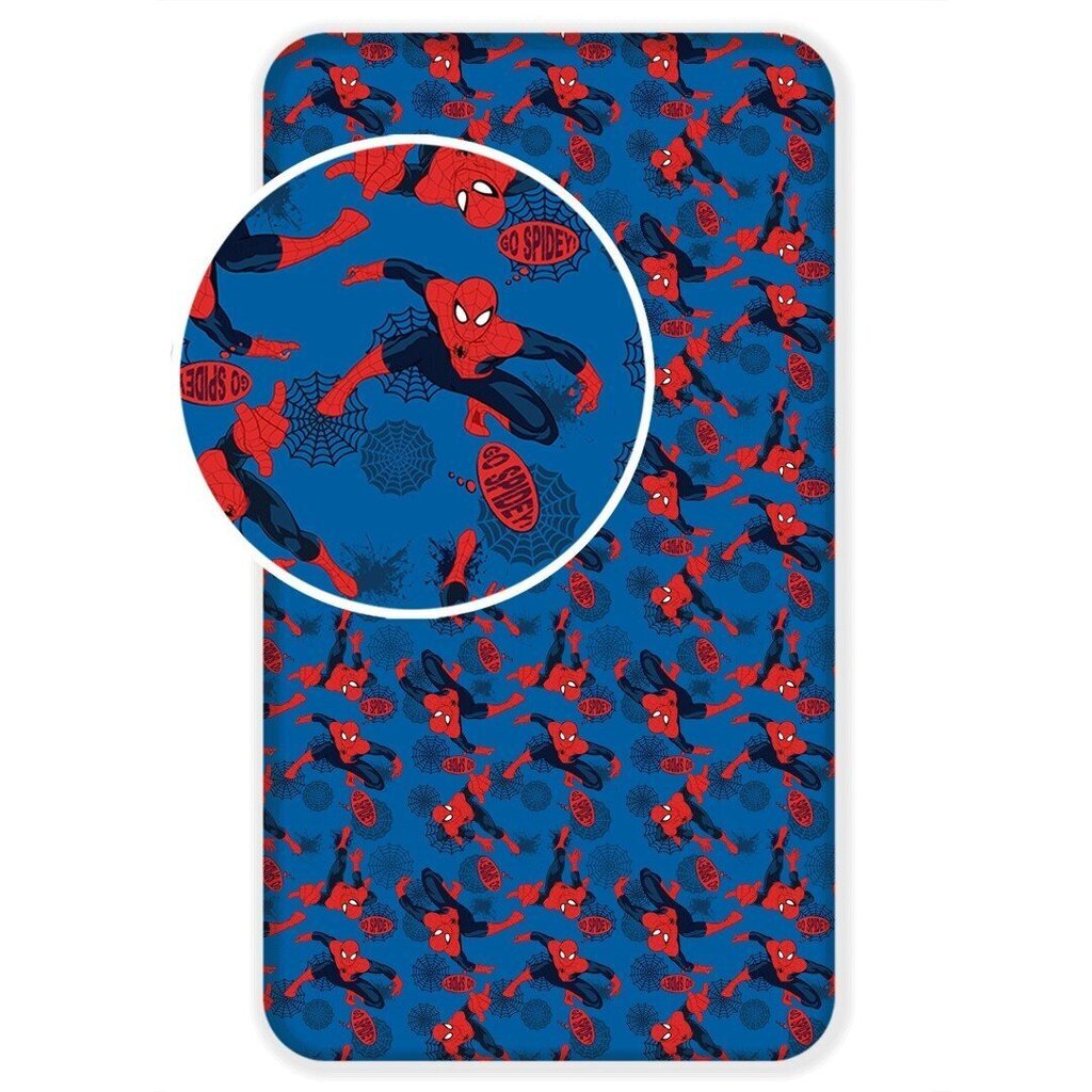 Palags ar gumiju Spiderman 06 , 90 x 200 + 25 cm cena un informācija | Palagi | 220.lv