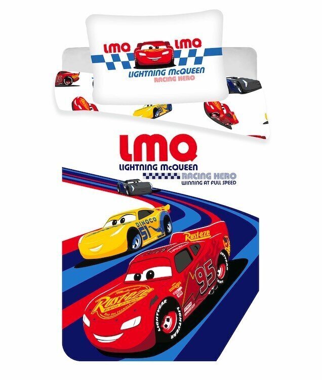 Gultas veļas komplekts Cars Racing Hero Baby, 100 x 135 cm + spilvendrāna 40 x 60 cm cena un informācija | Gultas veļas komplekti | 220.lv