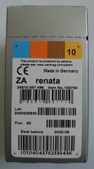 Renata baterijas (ZA10.DP6) dzirdes aparātiem (Zinc-Air), 60 gab. cena un informācija | Baterijas | 220.lv