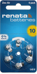Renata baterijas (ZA10.DP6) dzirdes aparātiem (Zinc-Air), 60 gab. cena un informācija | Baterijas | 220.lv