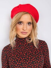 Berete ar pomponu, sarkana cena un informācija | Sieviešu cepures | 220.lv