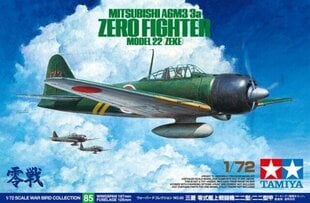 Tamiya - Mitsubishi A6M3/3a Zero Fighter Model 22 (Zeke), 1/72, 60785 cena un informācija | Konstruktori | 220.lv