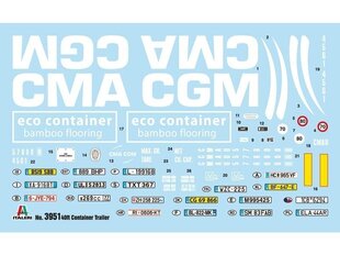 Сборная пластиковая модель Italeri - 40' Container Trailer, 1/24, 3951 цена и информация | Конструкторы и кубики | 220.lv