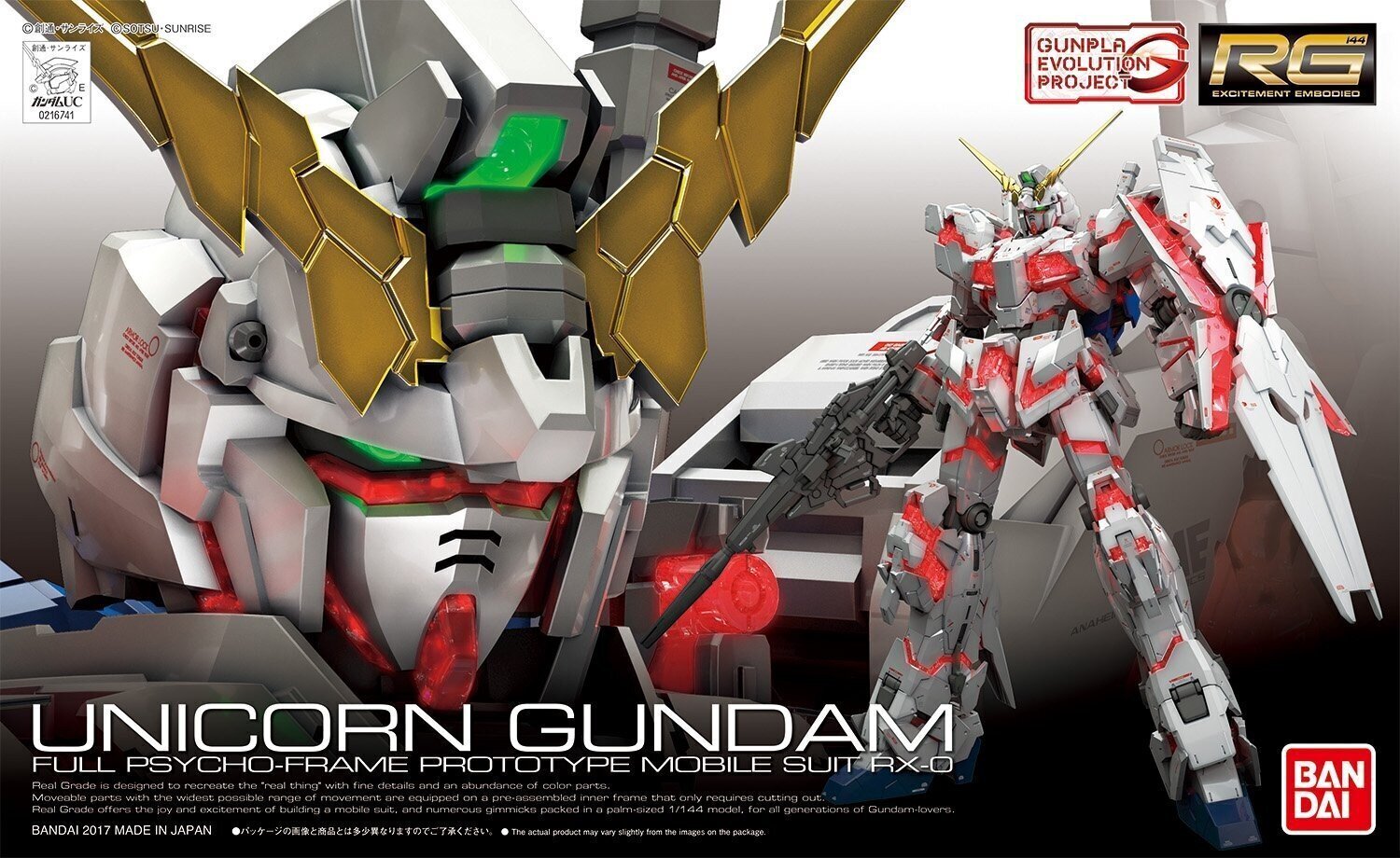 Bandai - RG RX-0 Unicorn Gundam, 1/144, 61620 цена и информация | Konstruktori | 220.lv