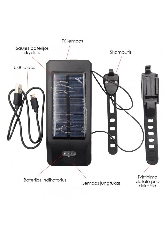 Lukturis un zvans ar saules enerģiju velosipēdam цена и информация | Velo lukturi un atstarotāji | 220.lv