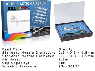 BelKits - Gravity Feed Airbrush Double Action, BEL-AIR004 cena un informācija | Modelēšanas un zīmēšanas piederumi | 220.lv